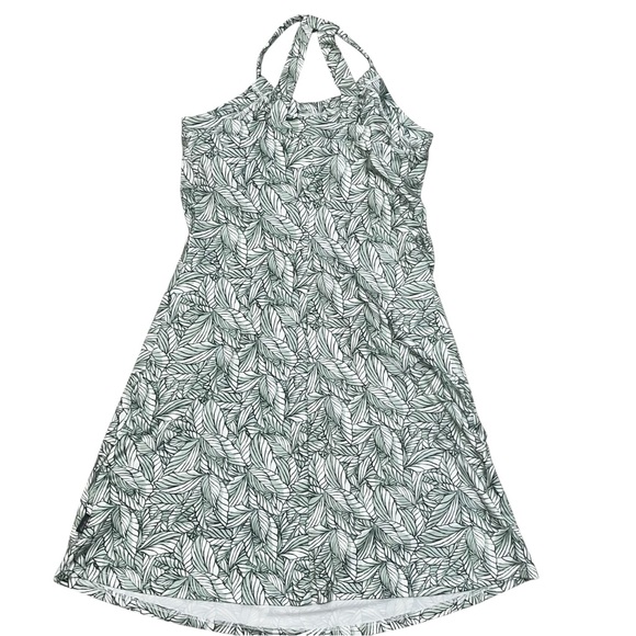 Eddie Bauer Green & White Leaf Print Harmony Halter Dress size Small - Picture 5 of 10